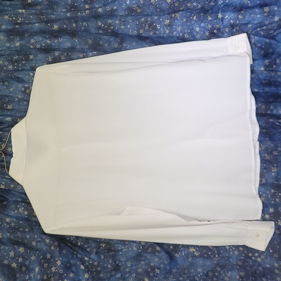 🍂3/$10 Notations Semi-Sheer White Embroidered Button-Down Dress Shirt- stained - Picture 6 of 15